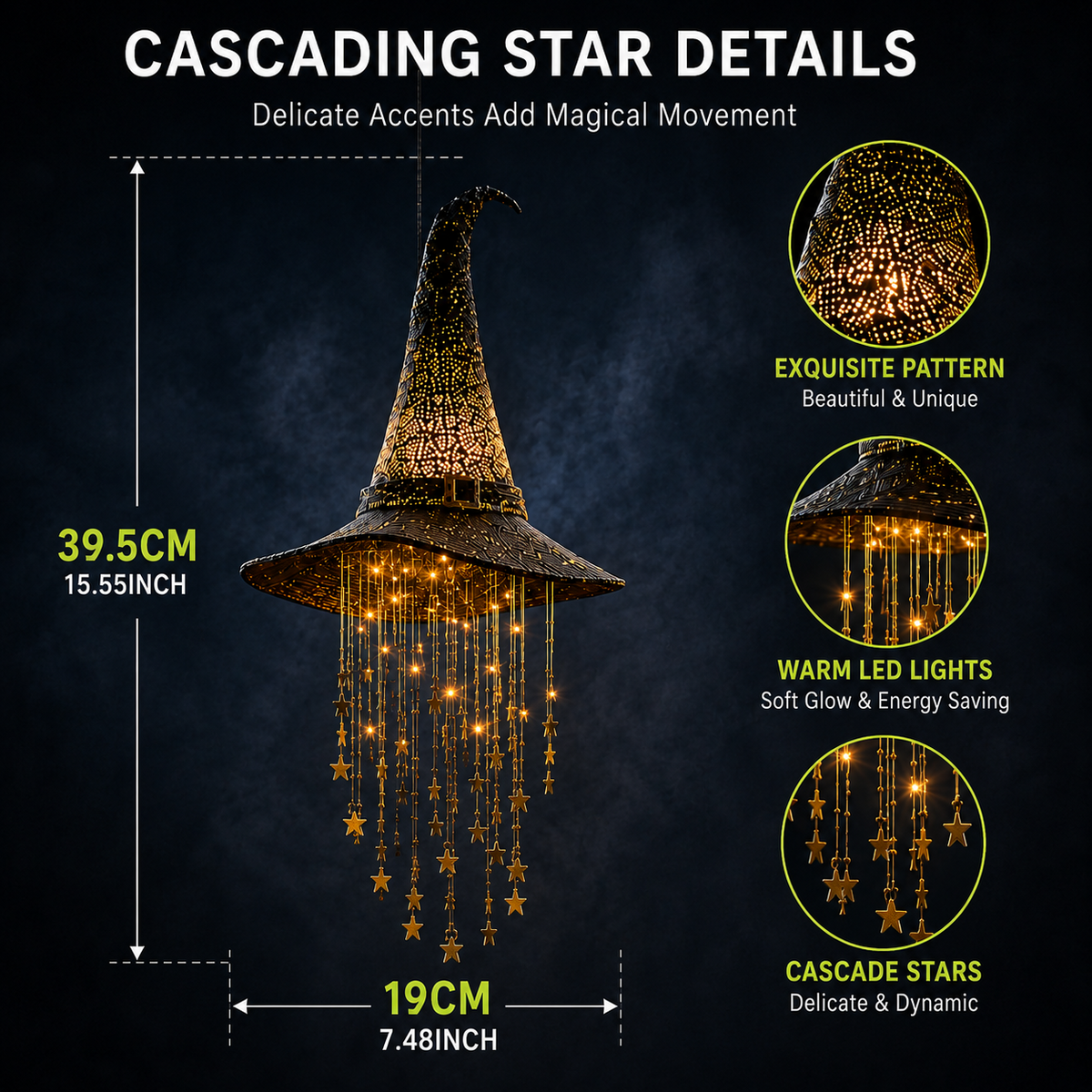 🎃 Lighted Witch Hat Hanging Chime🧙♀️