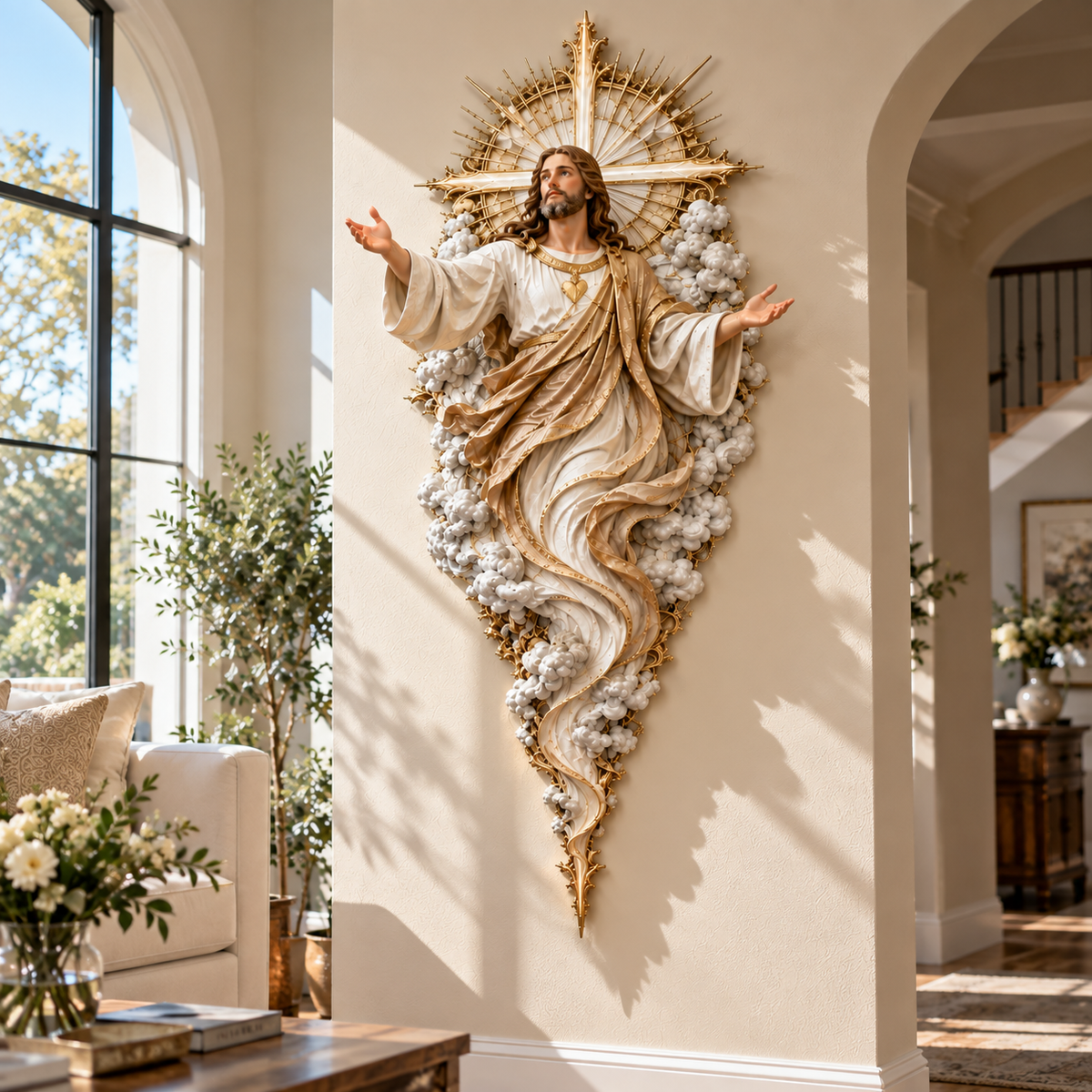 🔥Last Day 49% OFF - ✝️ Light of the World Jesus Wall Sculpture – A Radiant Symbol of Faith for the Home