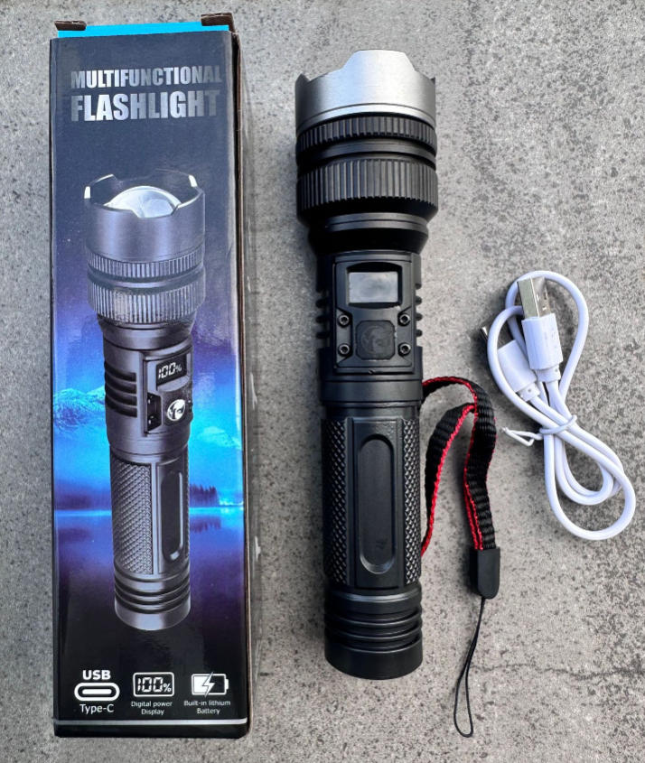 💎🔥 50% OFF – Ultra-Bright LED Flashlight with Telescopic Zoom, Power Bank & Digital Battery Display