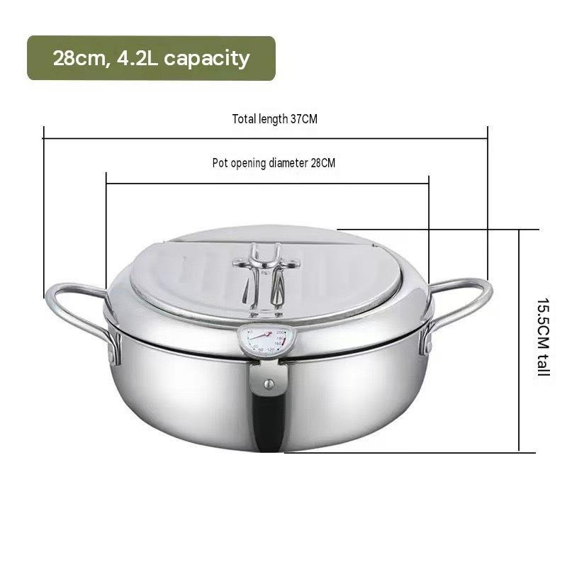 π Stainless Steel Deep Fryer Pot with Thermometer & Frying Basket β Easy Home Frying