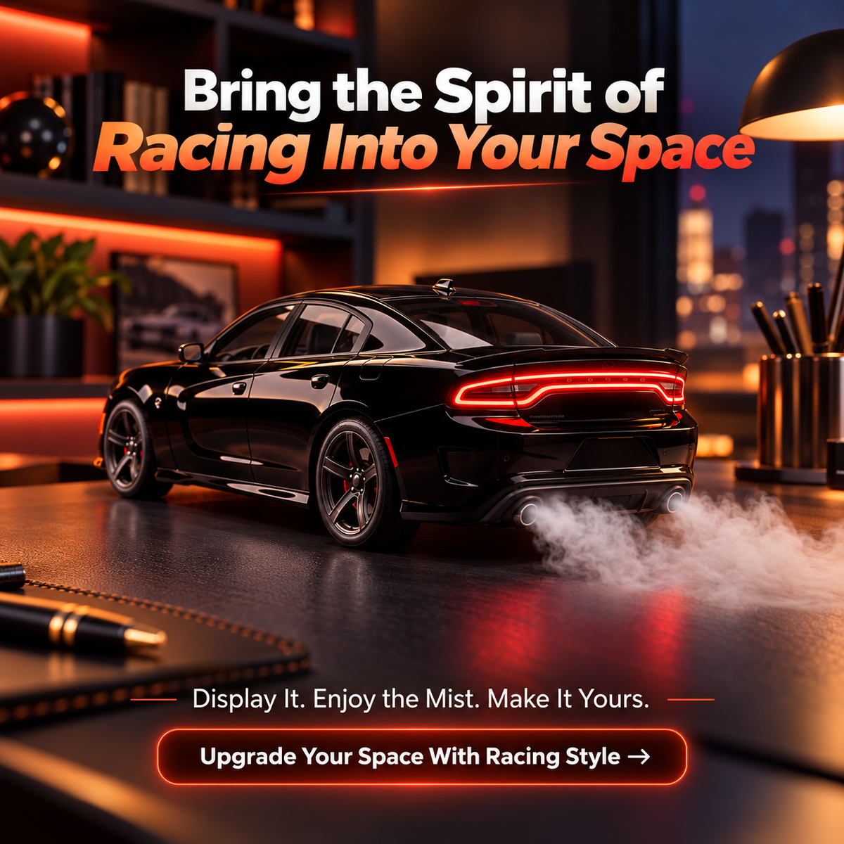 ๐ฅ Racing Car Aroma Diffuser โ Realistic Exhaust Mist Effect, Mini Sports Car Desk Decor & Unique Gift for Car Lovers