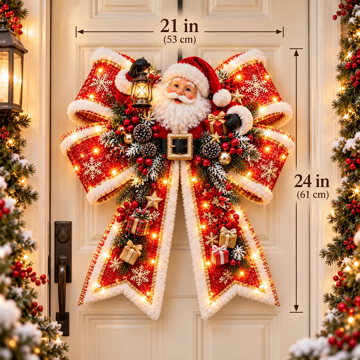 🔥LAST DAY 50%🎀🎄 Christmas Magic Bow Door Hangers – Oversized Light-Up Holiday Bows in 6 Festive Styles