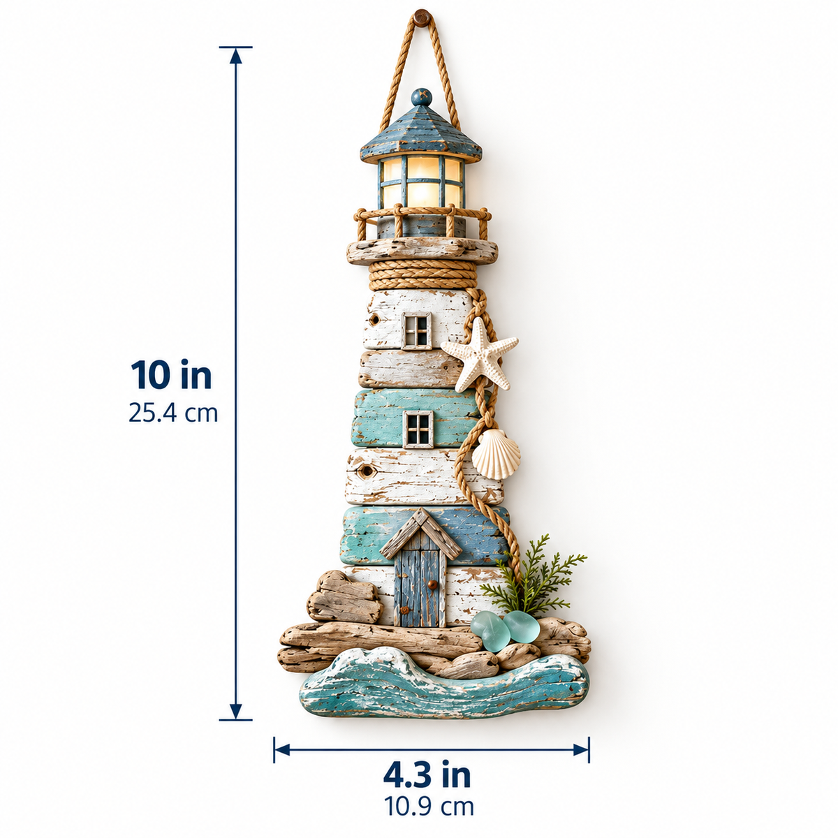 šš Coastal Driftwood Lighthouse Wall Decor