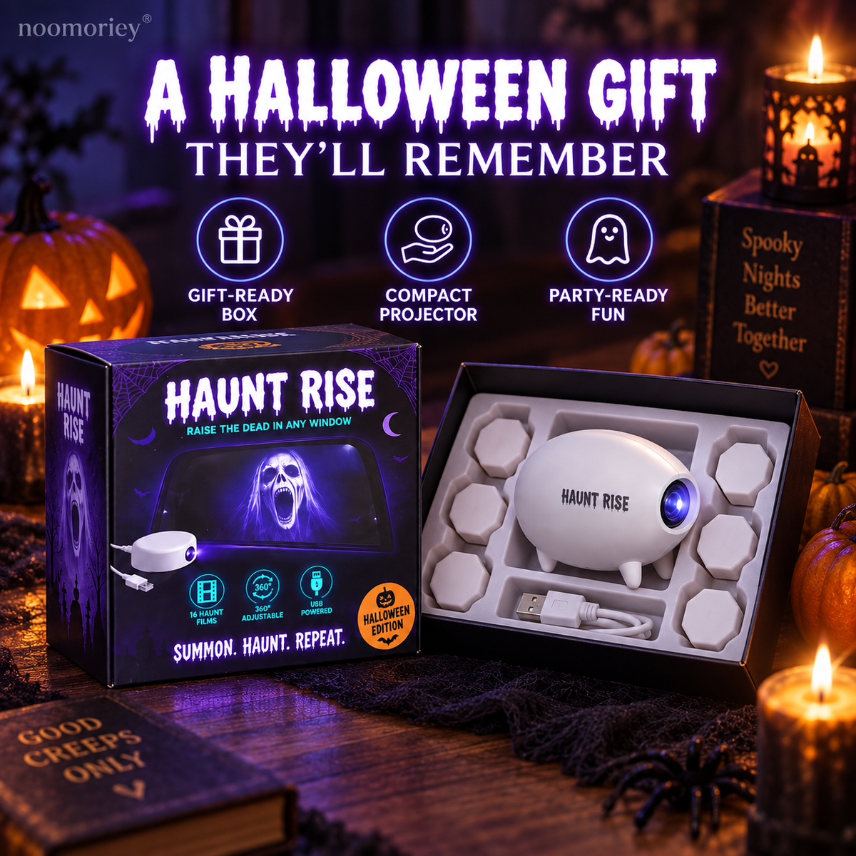 ππ Halloween Window Projector π» 16 Spooky Films USB Powered Holiday Decor