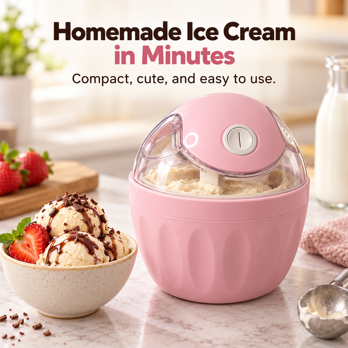 π¦ Mini Homemade Ice Cream Maker β¨ One-Touch Dessert Night Essential