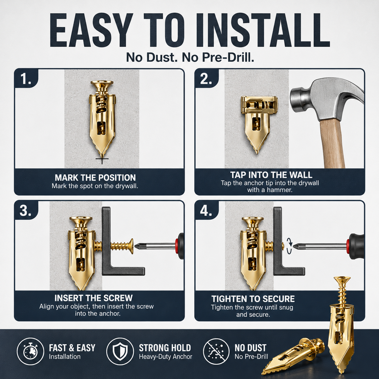 🏠 80PCS Wall Anchor & Screw Kit – Strong Hold for Home Repairs