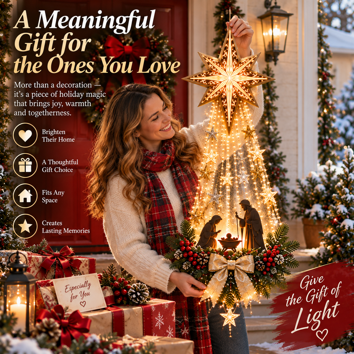 ✨Last Day 50% OFF✨✝️ Bethlehem Star of Faith™ – Lighted Nativity Wall Decor✝️