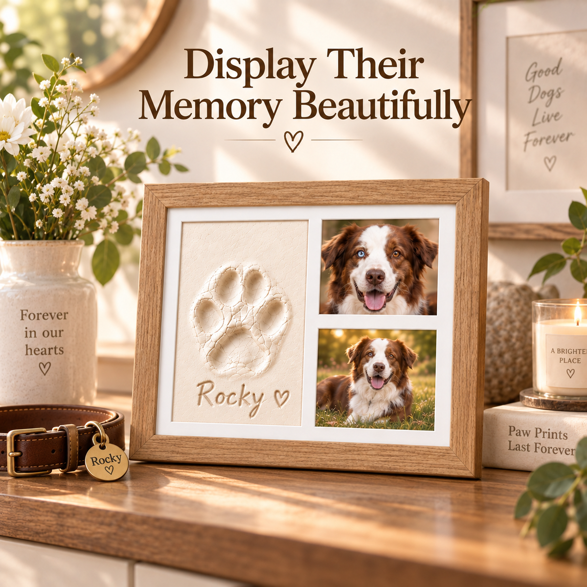 🐾 Pet Paw & Nose Print Keepsake Kit – Personalized Memory Frame