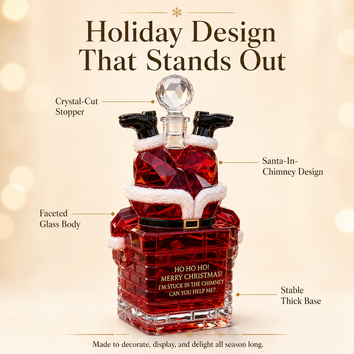 🎅 Santa Stuck in Chimney Decanter – Funny Holiday Whiskey Bottle 🥃