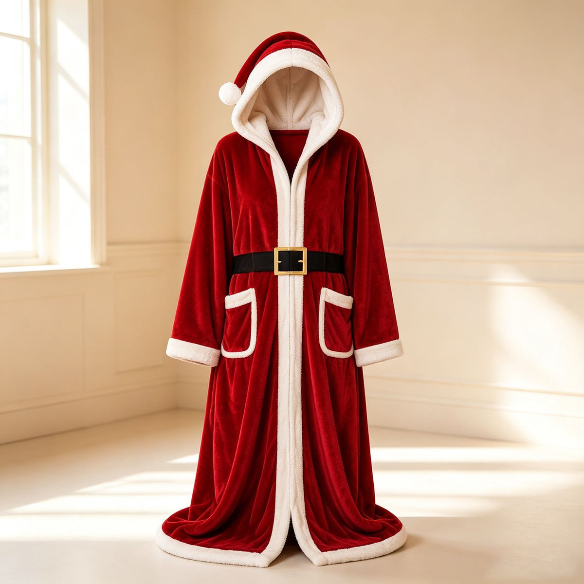🔥 CozyHug™ Heated Sherpa Robe – USB-Powered Wearable Heated Blanket with 3 Heating Zones, Digital Temperature Control & Plush Hooded Design
