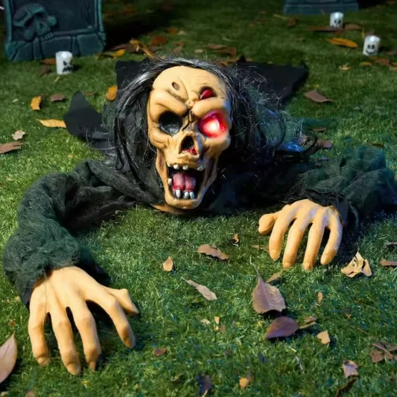 π§ Animated Crawling Zombie Prop β Sound-Activated Scare With Red Eyes π