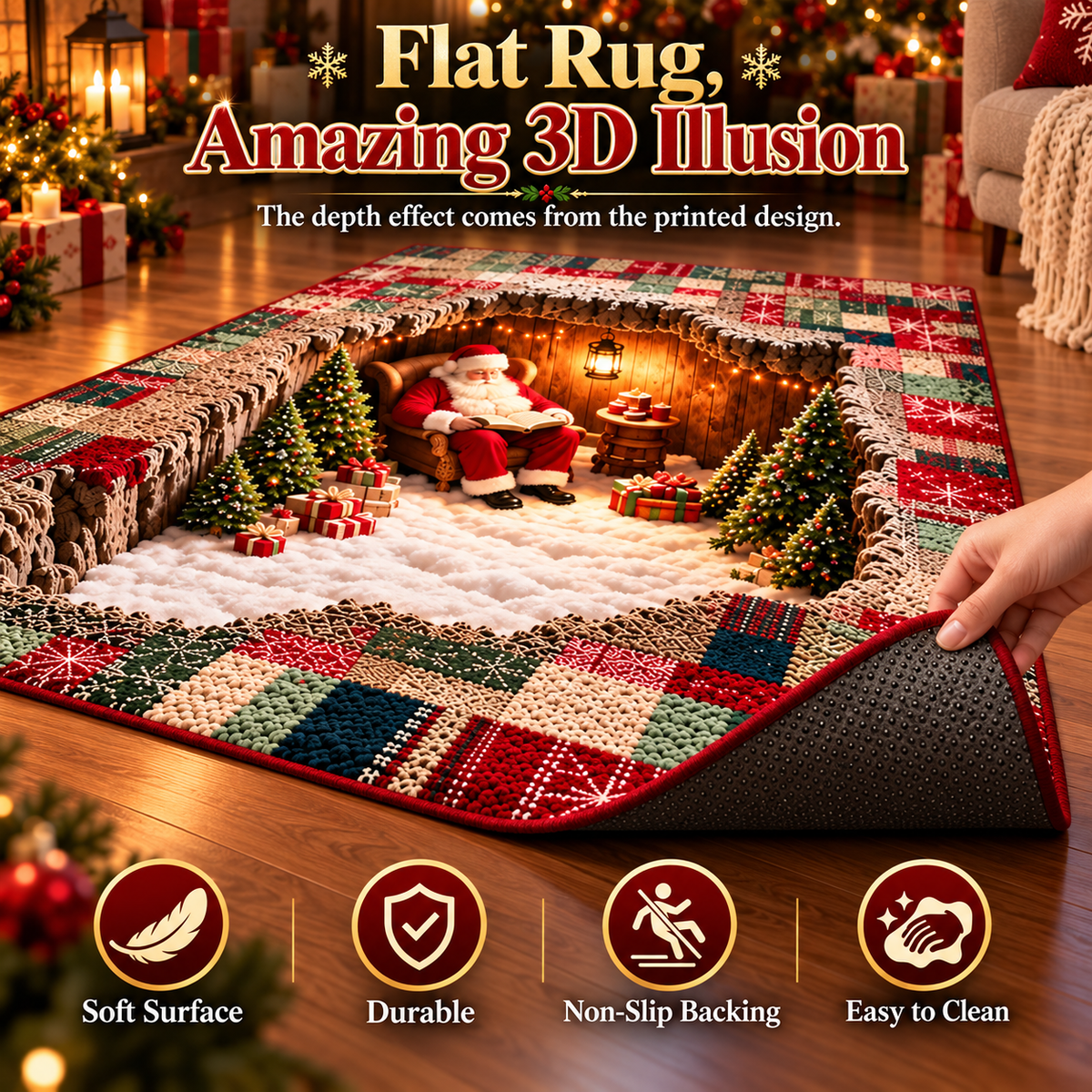 🎄🏡 Magical 3D Christmas Village Rug – A Hidden Winter Wonderland Beneath Your Feet! ❄️✨