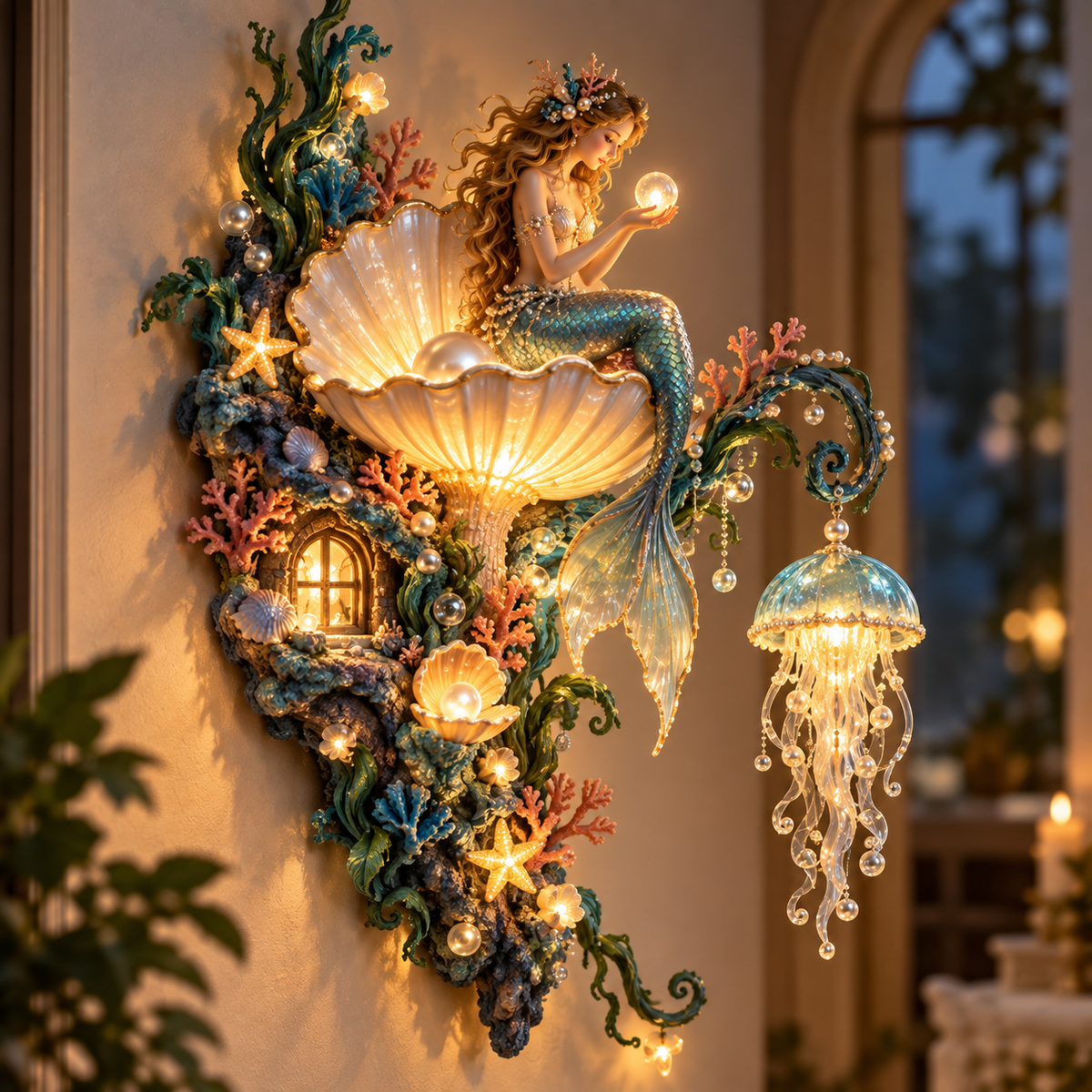 ⏰Limited Stock 50% OFF - 🧜♀️✨ Mermaid Pearl Wall Light 🐚🌊