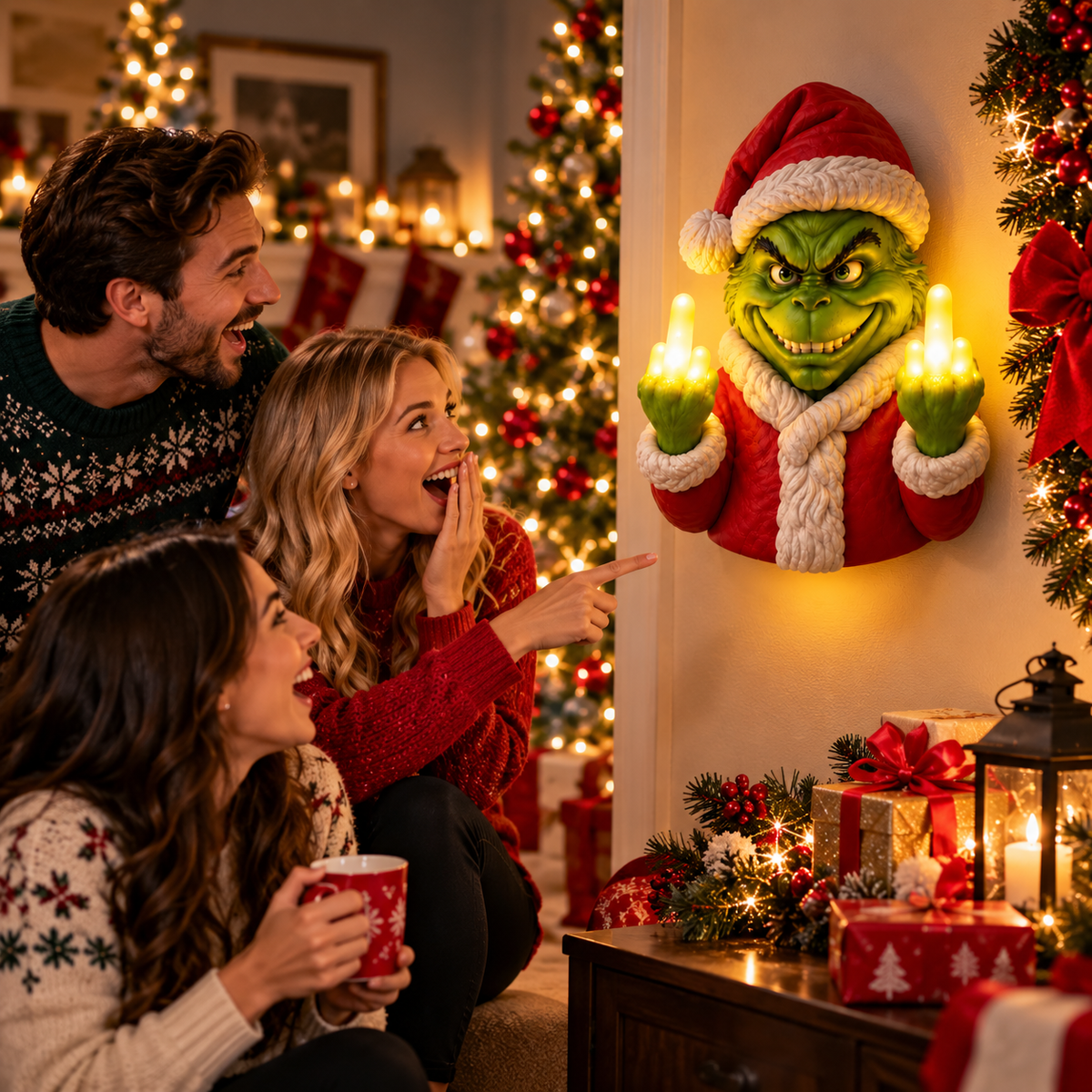 🎄 NaughtyGlow™ Funny Light-Up Christmas Wall Decor ✨