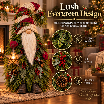 🎄 Evergreen Star Gnome™ Lighted Christmas Woodland Decor