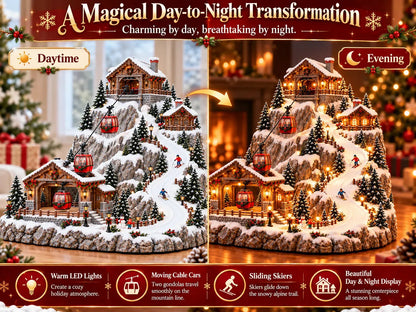 🔥 LAST DAY 50% OFF 🏔️ Animated Christmas Mountain Cable Car Village™ – Lighted Alpine Ski Resort Scene with Moving Gondolas & Cozy Holiday Chalets ✨