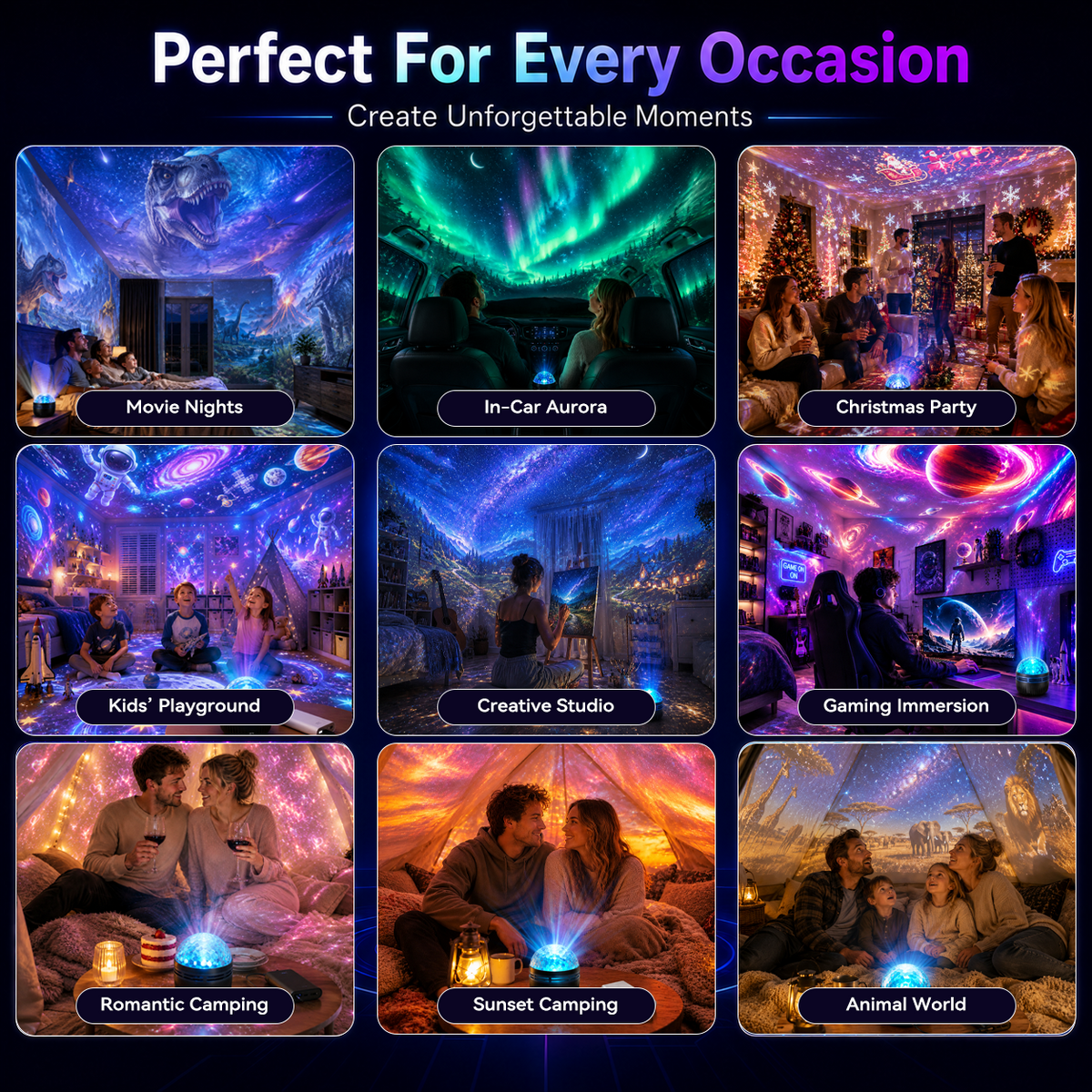 🦖360° Smart Holographic Starry Sky Projector (HD Smart Dynamic 5D)