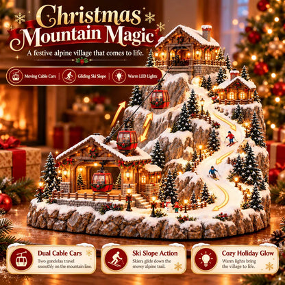 🔥 LAST DAY 50% OFF 🏔️ Animated Christmas Mountain Cable Car Village™ – Lighted Alpine Ski Resort Scene with Moving Gondolas & Cozy Holiday Chalets ✨