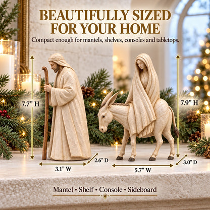 🎄 Journey to Bethlehem Nativity Figurine Set – Christmas Holy Family Display ✨