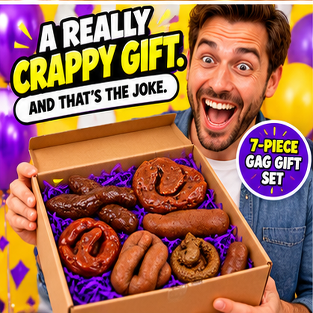 🔥 Limited-Time 49% OFF –💩 7-Piece Realistic Fake Poop Prank Set 🎁 Hilarious Gag Gift for Dad, Friends & Family