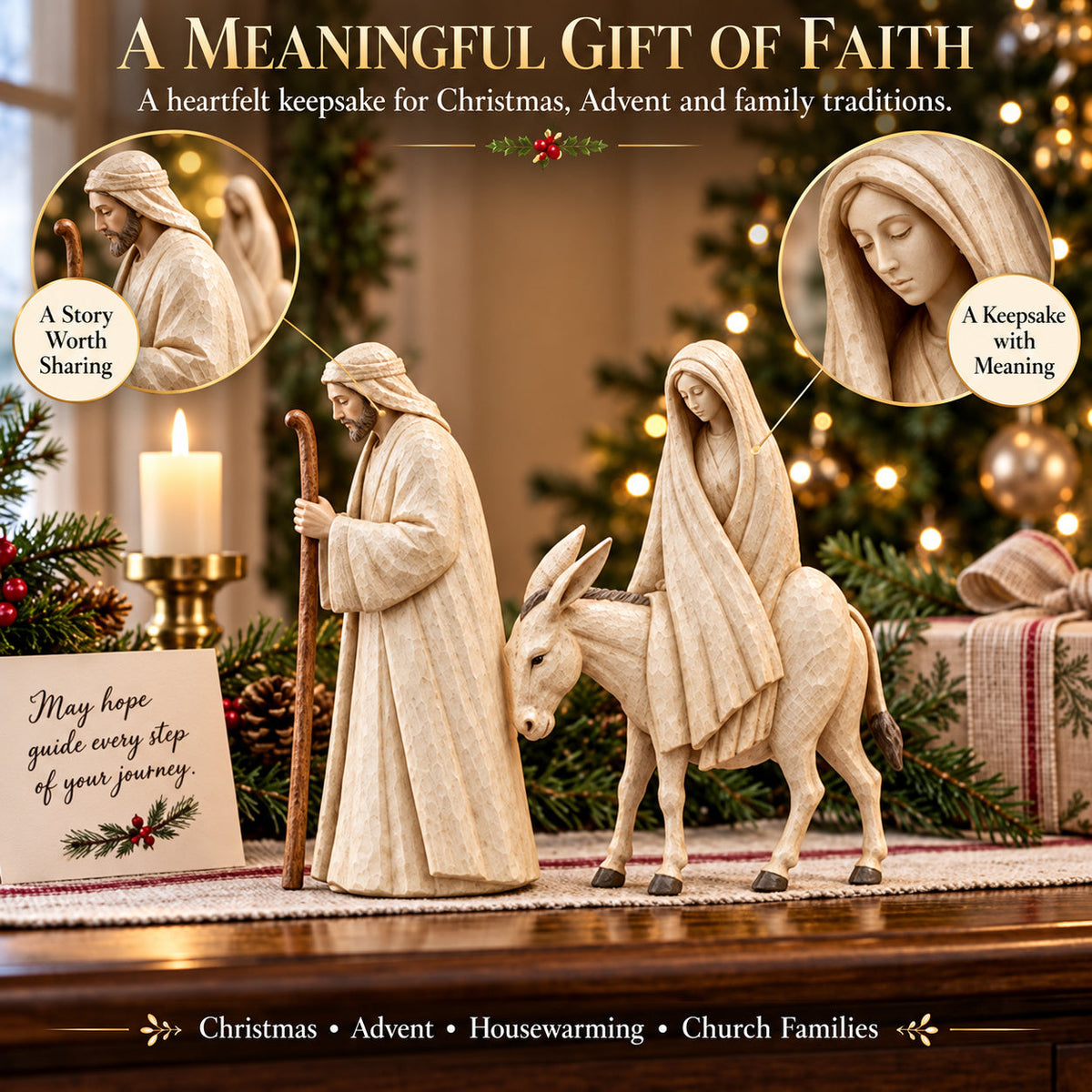🎄 Journey to Bethlehem Nativity Figurine Set – Christmas Holy Family Display ✨