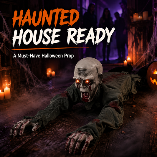 🧟 Animated Crawling Zombie Prop  – Sound-Activated Scare With Red Eyes 🎃