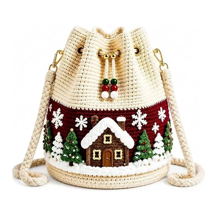 🎄 Handcrafted Holiday Love – Pure Crochet Christmas Bucket Bags! ❤️