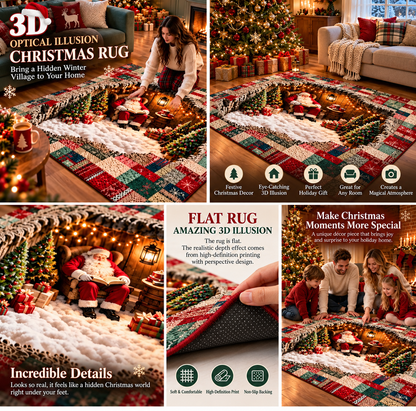 🎄🏡 Magical 3D Christmas Village Rug – A Hidden Winter Wonderland Beneath Your Feet! ❄️✨