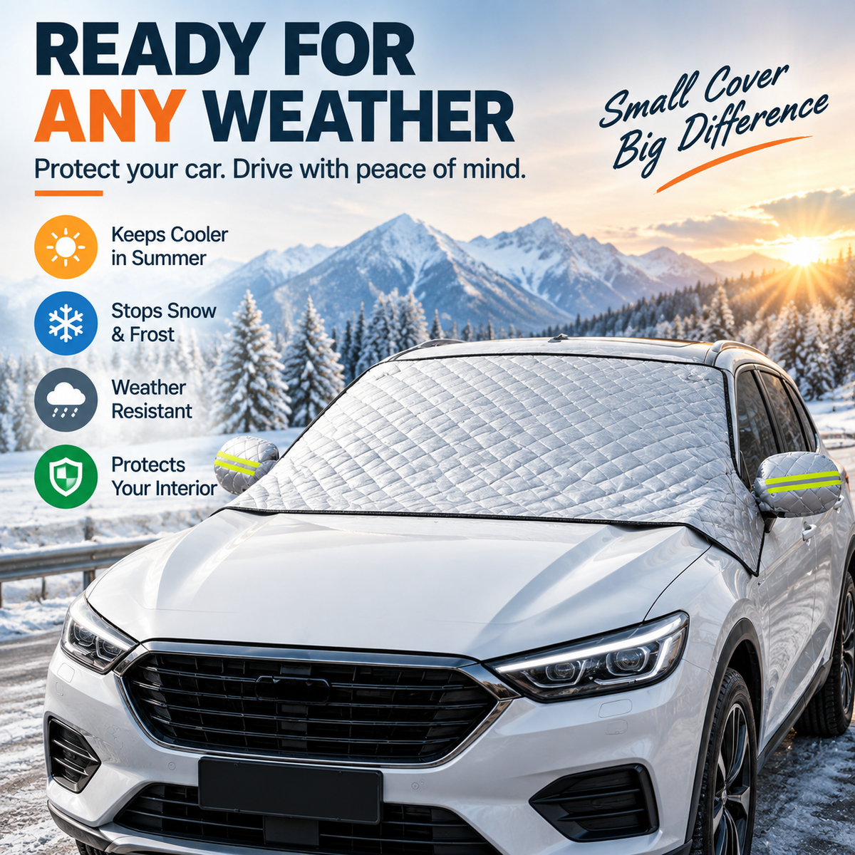 🚗 All-Season Magnetic Windshield Cover — Sun, Frost & Snow Protection