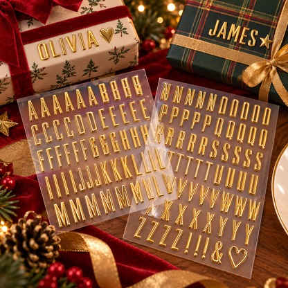 🎁✨ Personalized Gold Alphabet Stickers – Make Every Gift Extra Special!🎁3SETS(2PCS 1SET)