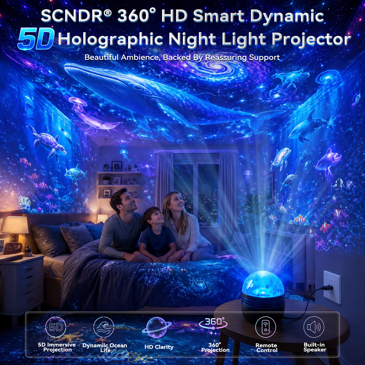 🦖360° Smart Holographic Starry Sky Projector (HD Smart Dynamic 5D)