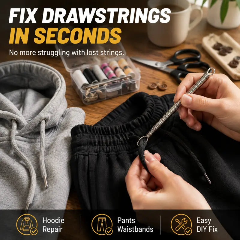 🧵 Flexible Drawstring Threader Tool –5PCS Stainless Steel Cord Repair Set