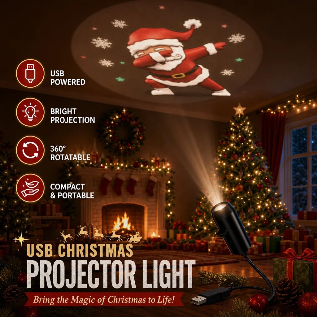 🔥HOT SALE 50% OFF🎄 Plug-&-Play HD Christmas Projector – 6 or 10 Festive Scenes