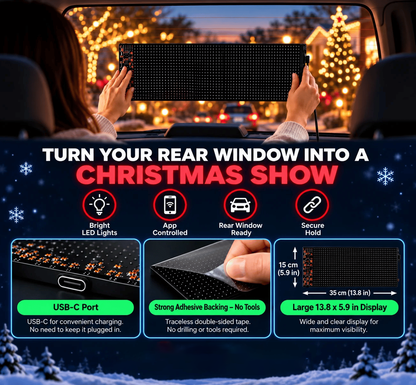 Christmas LED Pixel Window Display | App Controlled Animated Holiday Light for Car & Home Decor