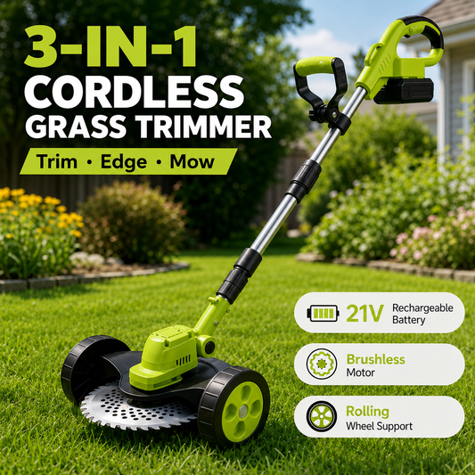 🌿Limited-time 50% OFF ⚡3-in-1 Cordless Lawn Mower – Lightweight Grass Trimmer & Edger with 2×21V Batteries🔋