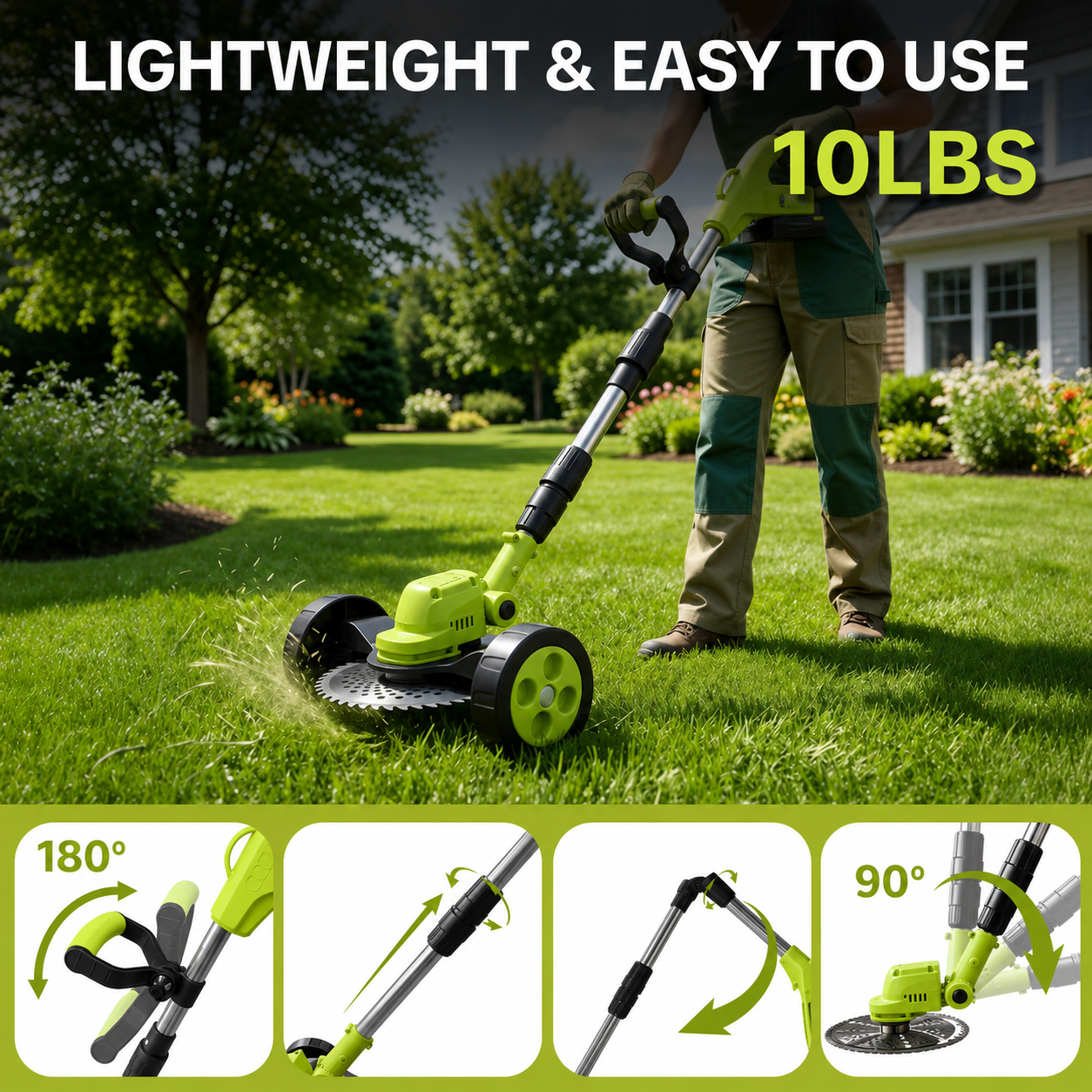 🌿70% OFF TODAY⚡3-in-1 Cordless Lawn Mower – Lightweight Grass Trimmer & Edger with 2×21V Batteries🔋