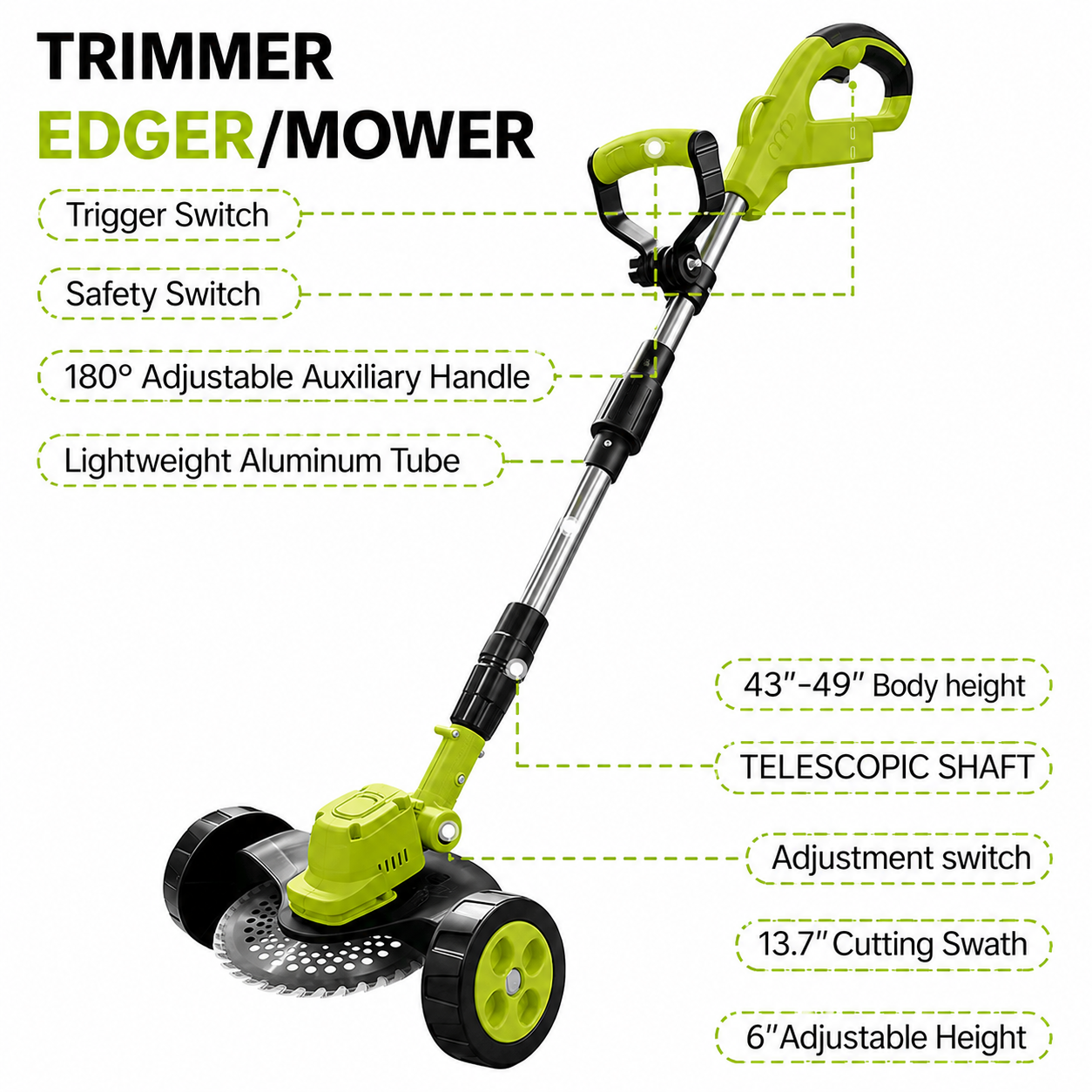 🌿70% OFF TODAY⚡3-in-1 Cordless Lawn Mower – Lightweight Grass Trimmer & Edger with 2×21V Batteries🔋