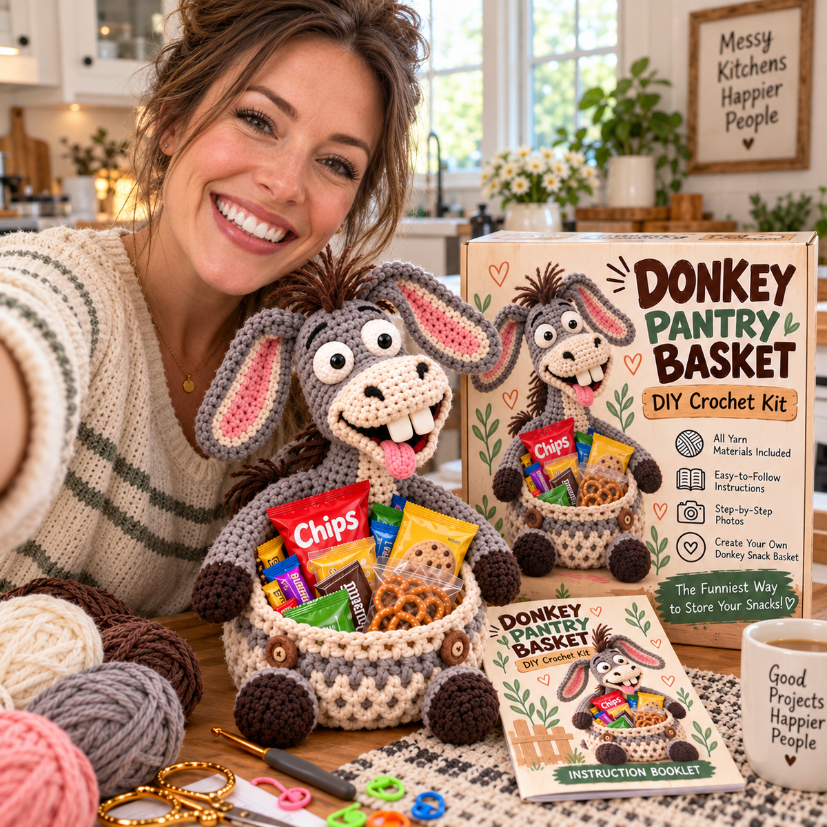 🔥Buy 3, Get 1 Free—Today Only 🔥🔥–😂 Snack Attack Squad™ – DIY Crochet Funny Animal Snack Basket Collection