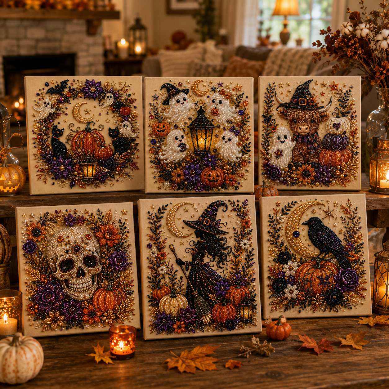 💥LAST DAY  50% OFF👻✨ Halloween Pearl Art DIY Kit – Turn Tiny Pearls into Spooky-Cute Magic