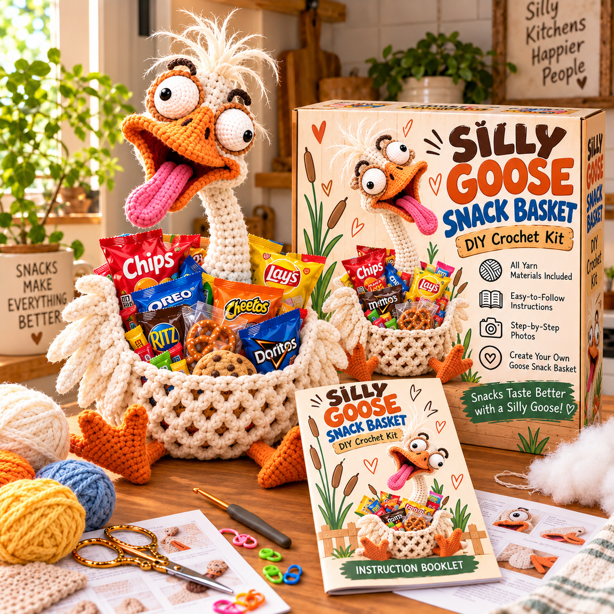 🔥Buy 3, Get 1 Free—Today Only 🔥🔥–😂 Snack Attack Squad™ – DIY Crochet Funny Animal Snack Basket Collection