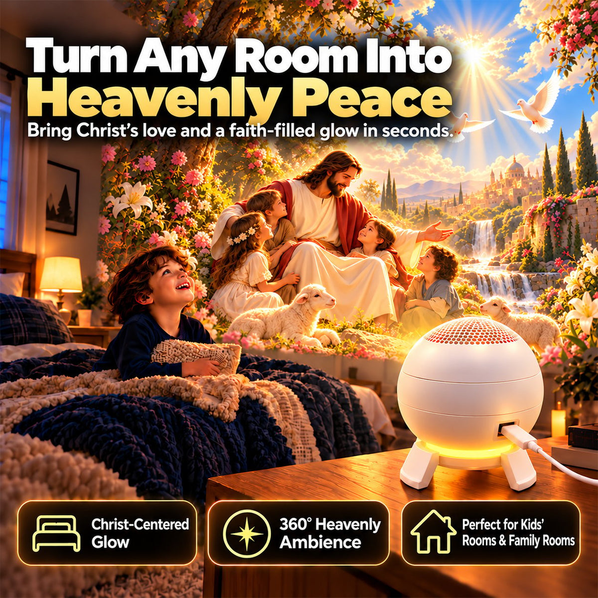 ⏰49% OFF TODAY✝️ Jesus Loves the Little Children 5D Projection Light – Fill Your Home With Christ’s Love & Heavenly Peace