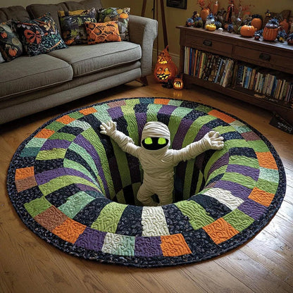🔥 55% OFF TODAY 🎃3D Skeleton Vortex Quilted Round Halloween Rug