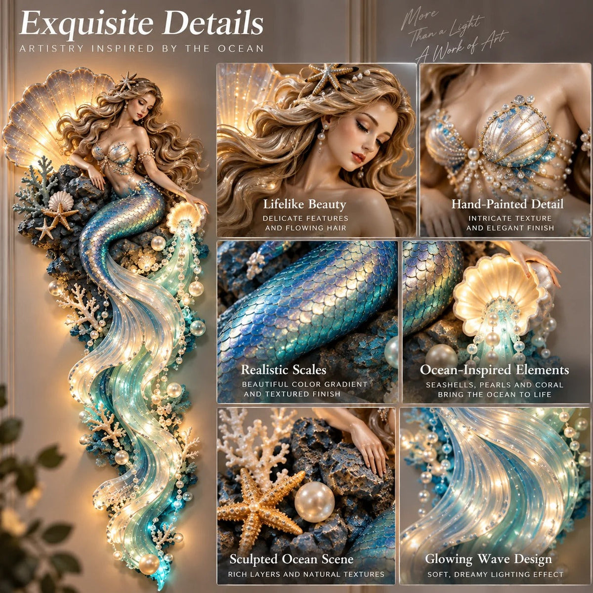 🌊✨ Enchanted Ocean Legends™ Lighted Wall Décor Collection 🐋🧜‍♀️