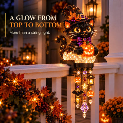 🔥🎃 Halloween Porch Magic Cascade Railing Lights – Pumpkin, Witch, Ghost & Black Cat🎃🎃