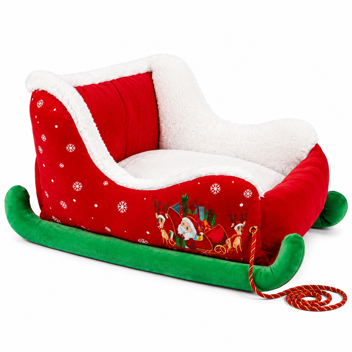 🎄 Cozy Christmas Sleigh Pet Bed™ – Festive Holiday Comfort Bed for Dogs & Cats