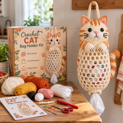 Crochet Animal Bag Holder DIY Kit – Cute & Functional Hanging Storage Craft Kit