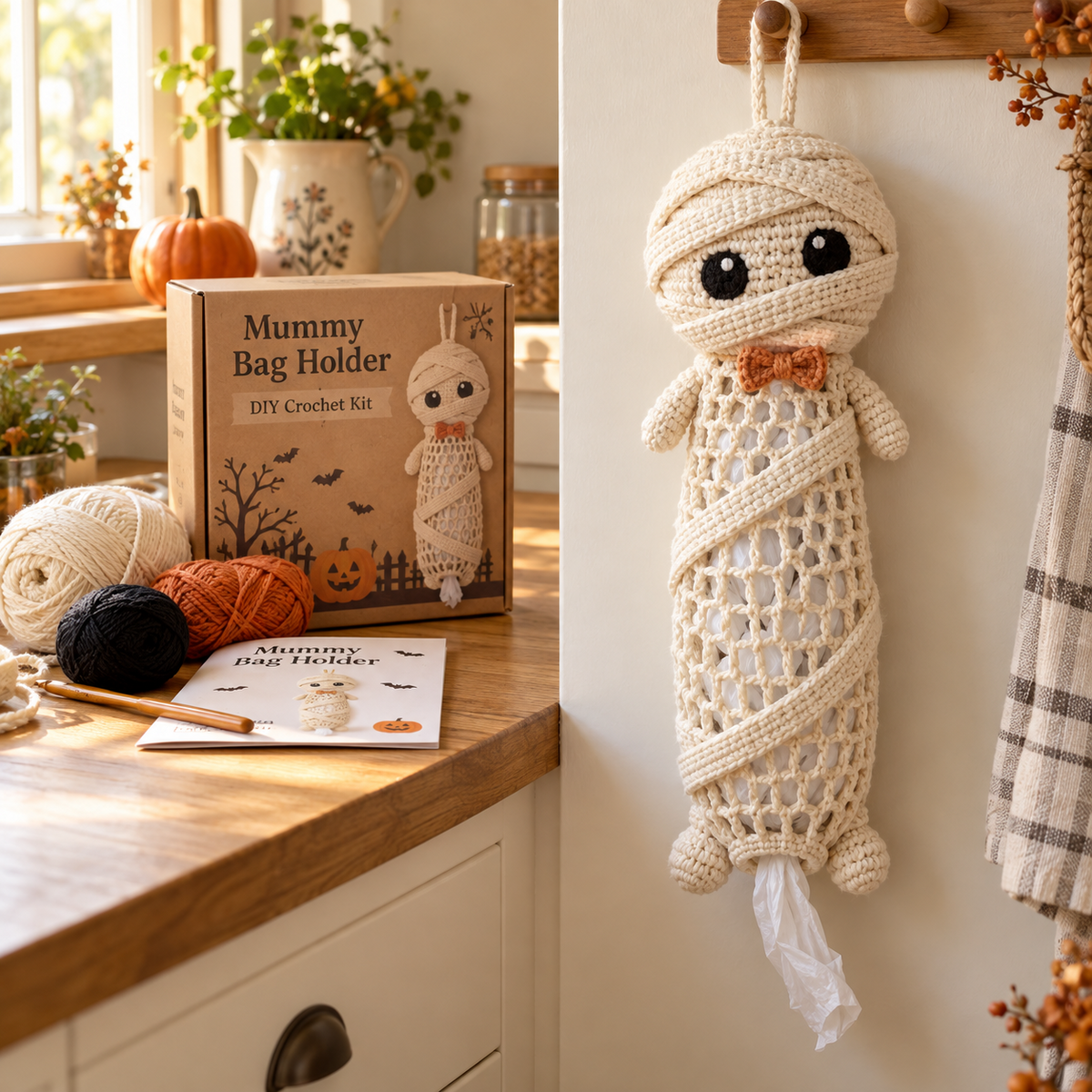 Crochet Animal Bag Holder DIY Kit – Cute & Functional Hanging Storage Craft Kit