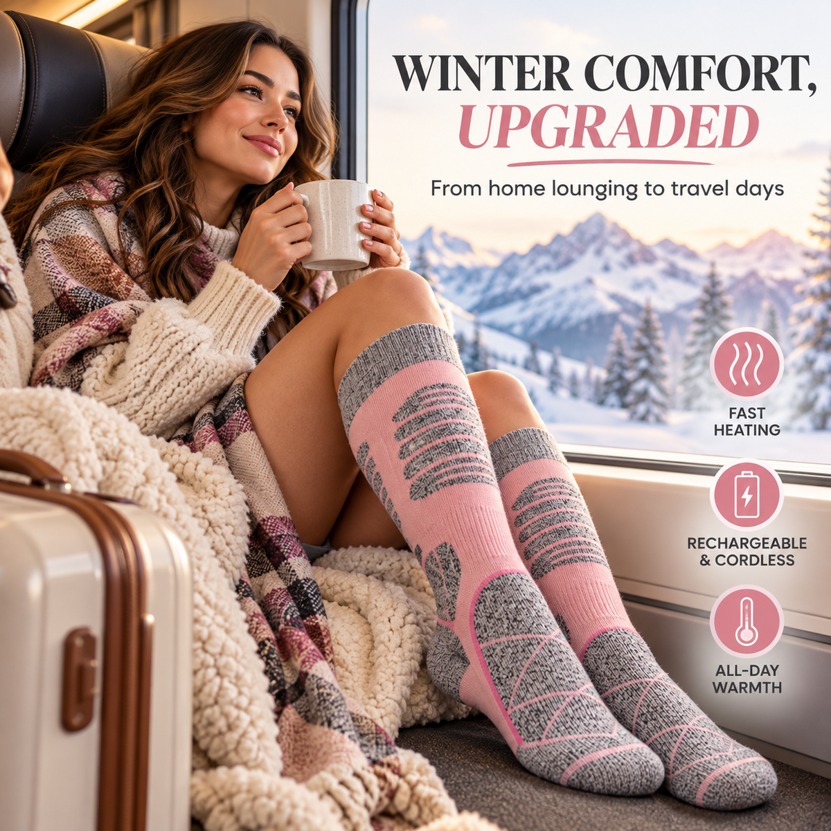 🔥 50% OFF Rechargeable Heated Knee-High Socks – Cozy Warmth for Cold Winter Days ❄️