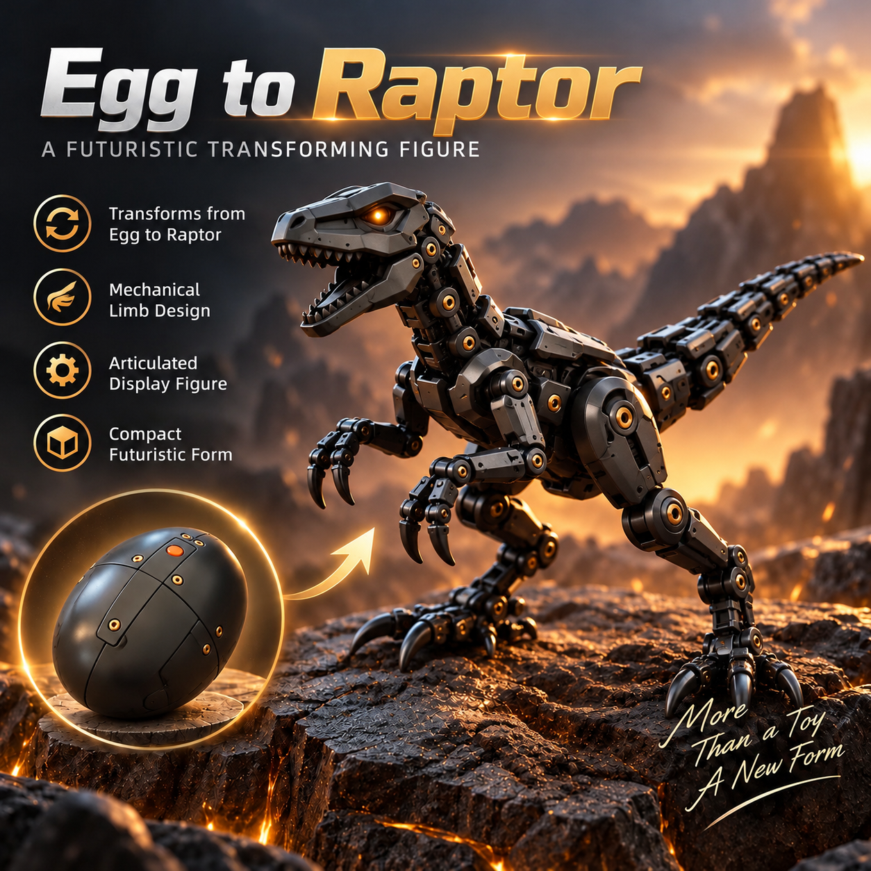 🦖 Egg to Raptor™ – 2-in-1 Transforming Mechanical Dinosaur | Futuristi ...