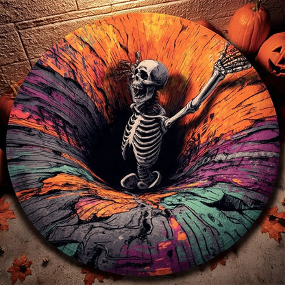 🔥 Limited time 55% OFF🎃3D Skeleton Vortex Quilted Round Halloween Rug